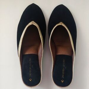 Women's Black and Gold Slip-On Slippers
